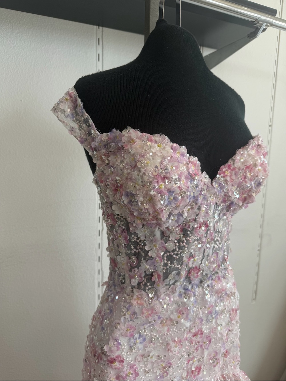 Alyce Paris One-Shoulder Sparkling Blush Pink Mermaid Gown - Picture 5 of 7